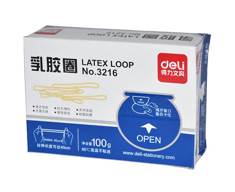 得力乳胶圈 橡皮筋 牛皮筋（100g/袋） 3216 胶卷