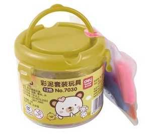 得力7030彩泥 12色彩泥带磨具 得力彩泥